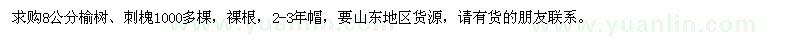 求購8公分榆樹、刺槐1000多棵
