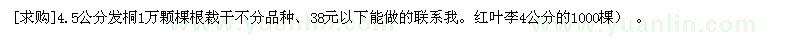 求購4.5公分發(fā)桐。紅葉李4公分的