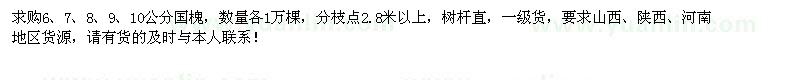 求購6、7、8、9、10公分國槐各1萬棵