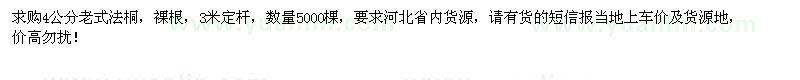 求購4公分老式法桐5000棵