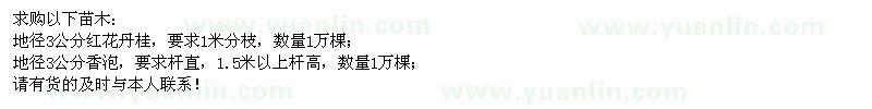 求購地徑3公分紅花丹桂、香泡各1萬棵