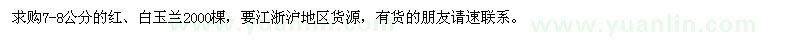 求購7-8公分的紅、白玉蘭