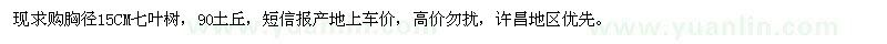 求購(gòu)胸徑15CM七葉樹(shù) 