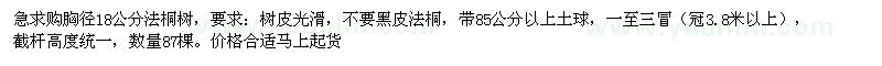 求購急胸徑18公分法桐樹