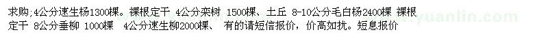 求購4公分速生楊 4公分欒樹8公分垂柳