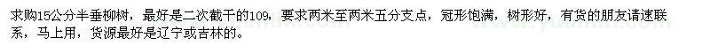 求購(gòu)15公分半垂柳樹(shù)，最好是二次截干的109