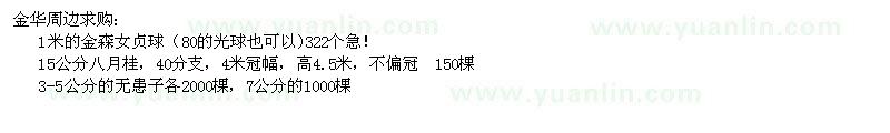 求購金森女貞球、八月桂、無患子