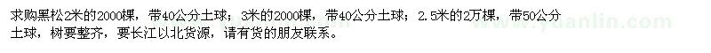 求購高2米、3米、2.5米黑松