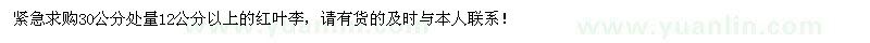 求購大量地徑12公分以上紅葉李