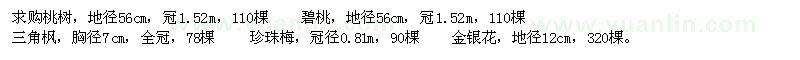求購桃樹,三角楓,珍珠梅