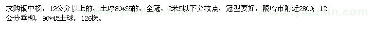 求購銀中楊,垂柳