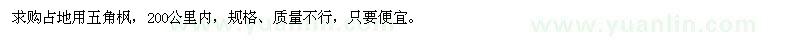 求購占地用五角楓
