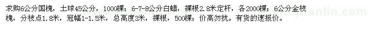 求購6公分國槐,6-7-8公分白蠟,6公分金枝槐