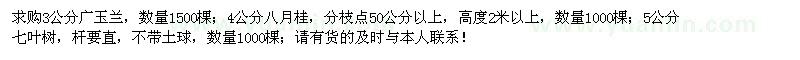 求購廣玉蘭、八月桂、七葉樹