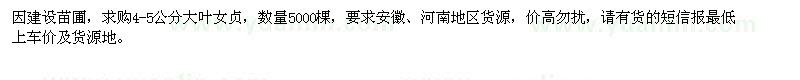 求購4-5公分大葉女貞5000棵