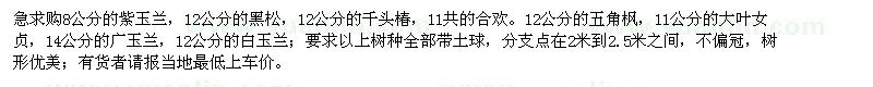 求購8公分的紫玉蘭
