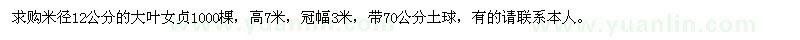 求購(gòu)米徑12公分的大葉女貞