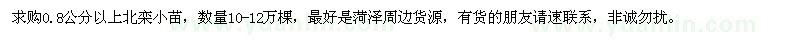 求購(gòu)0.8公分以上北欒小苗