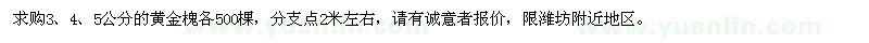 求購黃金槐1500棵