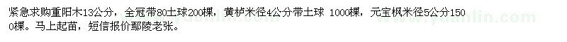 求購緊急重陽木，黃櫨，元寶楓