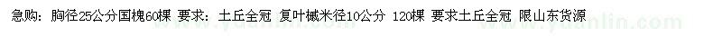 求購胸徑25公分國槐60棵