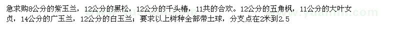 求購(gòu)紫玉蘭,廣玉蘭,白玉蘭,黑松,五角楓,合歡等