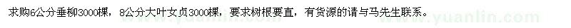 求購垂柳大葉女貞