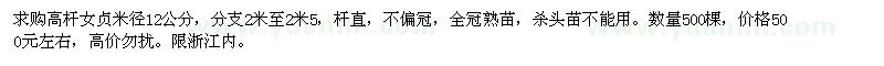 求購高桿女貞米徑12公分 