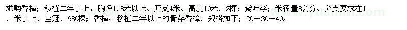 求購香樟,紫葉李