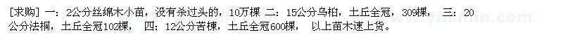 求購絲綿木小苗 烏桕 法桐