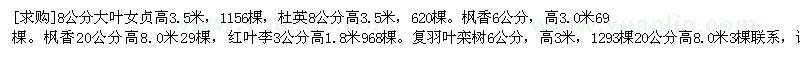 求購(gòu)大葉女貞，杜英，楓香