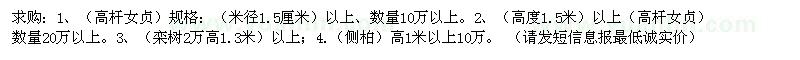 求購 高桿女貞 欒樹 側(cè)柏