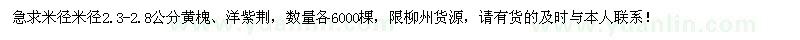 求購(gòu)米徑2.3-2.8公分黃槐、洋紫荊各6000棵