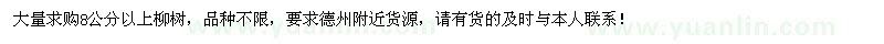 求購大量8公分以上柳樹