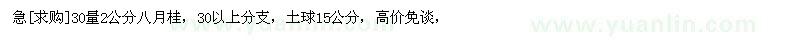 求購急30量2公分八月桂，30以上分支