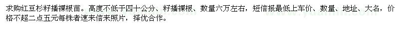 求購(gòu)紅豆杉籽播裸根苗