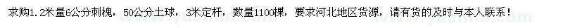 求購6公分刺槐1100棵