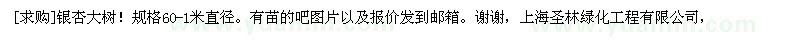 求購銀杏大樹！規(guī)格60-1米直徑