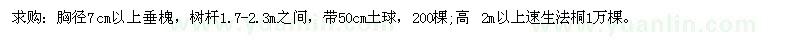 求購胸徑7cm以上垂槐，2m以上速生法桐