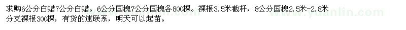 求購6公分白蠟7公分白蠟。6公分國槐7公分國槐