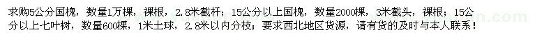 求購國槐、七葉樹