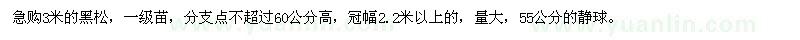 求購急3米的黑松