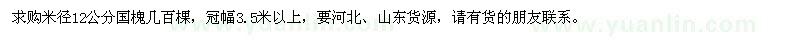 求購(gòu)米徑12公分國(guó)槐