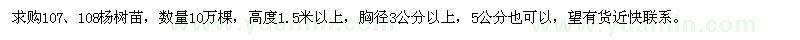 求購(gòu)107、108楊樹(shù)苗10萬(wàn)棵