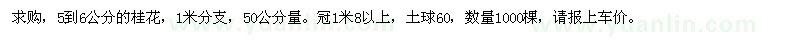 求購(gòu)5到6公分的桂花，1米分支，50公分量