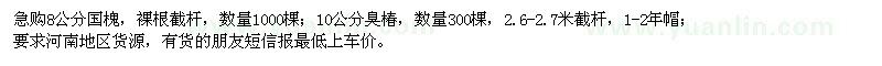 求購8公分國槐、10公分臭椿