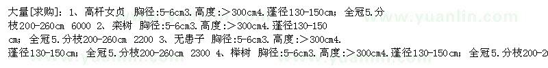 求購高桿女貞 欒樹 無患子 櫸樹 楓香