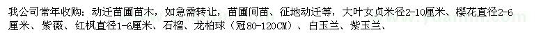 求購大葉女貞、櫻花、紫薇、紅楓
