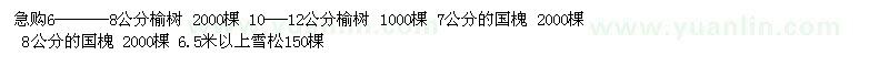求購(gòu)6--8公分榆樹 2000棵 10--12公分榆樹 1000棵 7公分的
