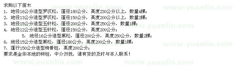 求購造型羅漢松、五針?biāo)?、黑松、枸骨? />
                        <br />
                        <label style=